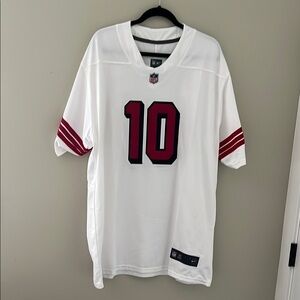 NFL San Fran 49ers White and Red Football Jersey with Jimmy Garoppolo back